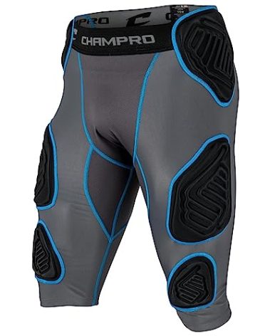 Champro Bull Rush 7-Pad Girdle, Charcoal, Black Inset, Adult Large (FPGU17AGRL)