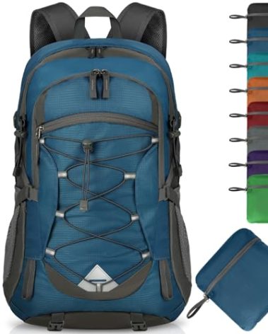 IGOLUMON Hiking Backpack 40L Packable Lightweight Camping Backpack Men Women Waterproof Hiking Daypack Outdoor Travel Daypack,Blue