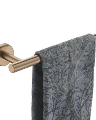 JQK Hand Towel Holder Towel Ring Champagne Bronze, 10 Inch Thicken 0.8mm 304 Stainless Steel Bathroom Hand Towel Bar, 9 Inch Useable Length Wall Mount Towel Rack, THH110L9-CB