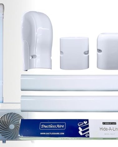 DuctlessAire - Mini Split Line Set Cover Kit - Paintable Mini Split Cover for Air Conditioner & Mini Split AC/Heating System - Durable Protection - Ideal for Indoor & Outdoor Use (White, 3" x 7.5 ft)