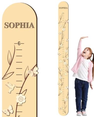DoubleFill Kids Growth Height Chart for Wall 63" x 5.5" Wood Height Ruler Wall Measurement for Kids Toddler Baby Boy Girls Measuring Growth Ruler for Nursery Room Decor