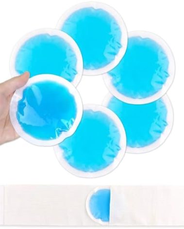 NEWGO Small Ice Packs for Injuries, 6 Pack Round Ice Packs for Face, FSA Eligible, Hot Cold Pack Circular Cold Compress with Cloth Backing & Sleeve for Pain Relief, Toothaches