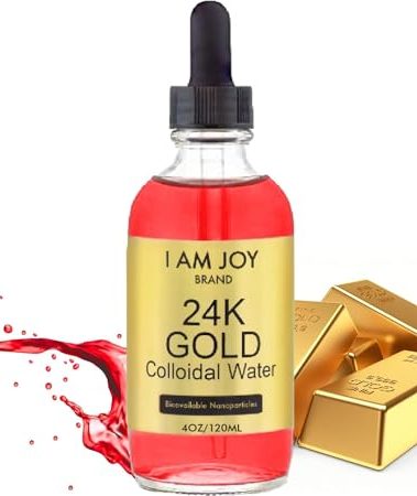 I Am Joy co. Liquid Colloidal Gold 24k 99.99% Pure 100ppm Ruby Red Water Based All Natural Electrolysis 4oz Glass Bottle