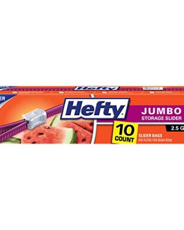Hefty Slider Jumbo Storage Bags, 2.5 Gallon Size, 10 Count (Pack of 9), 90 Total