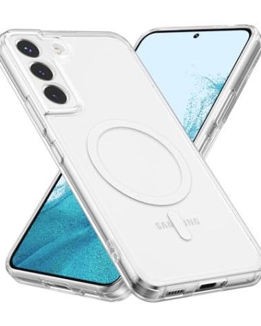 RALEAVO for Samsung Galaxy S22 Plus Case Clear Magnetic Phone Case [Compatible with MagSafe] Slim Transparent Acrylic Hard Back Military Drop Protection Phone Cover,Clear