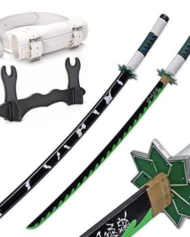 Zisu Anime Sanemi Sword, About 41 inches, Hashira Pillars & Protagonist Sword, Anime Original Texture (Green-Sanemi)