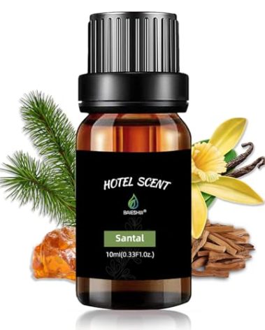 Hotel Scents Santal 10ML Essential Oil, Hotel Diffuser Oil with Sandalwood, Cedarwood and Musk, Luxury Home Aromatherapy Fragrances Oil