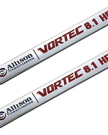 2 Pack Allison Transmission 8.1 Hd 8.1L Vortec Emblem Sticke decals Badges Replacement for 2500Hd 3500Hd Gmc Silverado Sierra Truck (Chrome/Red)