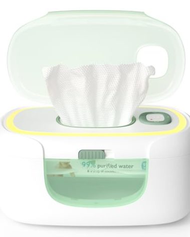 Momcozy New Baby Wipe Warmer, Large Capacity Wipe Dispenser Compatible with 60-80pcs,10-Min Fast Heating,4 Temperature Modes,Innovative Spring Design,Silicone&Top Seals,Even Heating,3-Level Nightlight