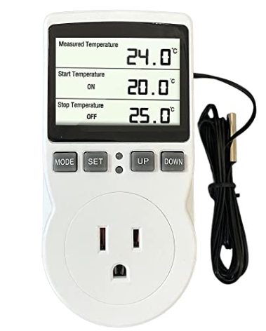 Plug in Thermostat Temperature Controller Electric Digital Thermostat Heating Cooling Mode Timer White