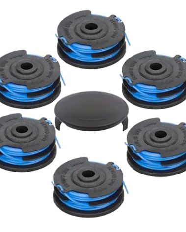PEHUAP AC41RL3 Autofeed Dual Replacement Spool Line 0.065" 27FT Compatible with Homelite Electric Weed Eater String Trimmer UT41112 UT41121 UT41120 UT41113 UT41122 UT41112B,7 Pack(6-Line Spool+1 Cap)