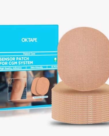 OK TAPE Adhesive Patches for MEDTRONIC Guardian and Other Sensor, Waterproof & Sweatproof CGM Patches, Long Last Sensor Patches 15 PCS, Beige