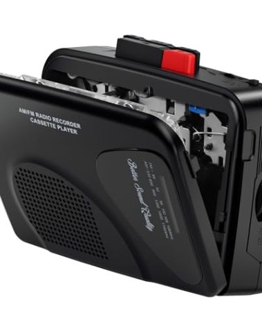 Cassette Player Tape Recorders AM/FM Radio, Portable Tape Player Records Built in Speakers Manual Record - 2AA Battery Or DC 5V Supply with 3.5MM Earphone- Black
