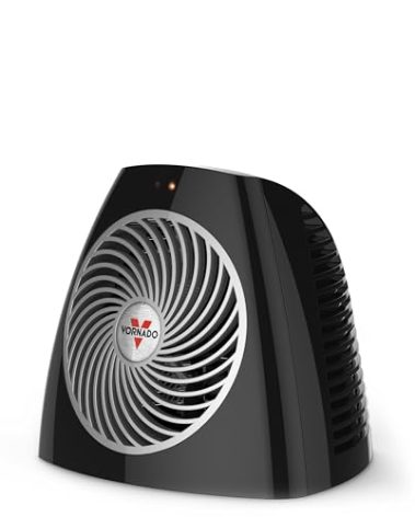 Vornado VH202 Personal Space Heater, Advanced Safety Features, 2 Heat Settings, Direct Heating, Fan Only Setting, Cool-Touch Exterior, Signature Vortex Heat Circulation, Gentle Heating, Black