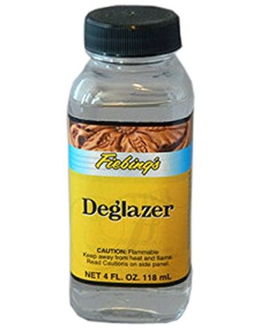 Fiebing's Leather Deglazer (4 Fl Oz, Clear) - Leathercraft Preparer for Paint, Adhesion, Dye - Will Not Impair Leather Flexibility - Clean Wax, Finish, Grease on Boots, Shoes, Jacket, Purse, Furniture
