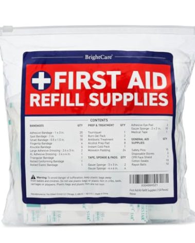 First Aid Kit Refill Supplies - 154 Piece First Aid Restock & Replacement Pack