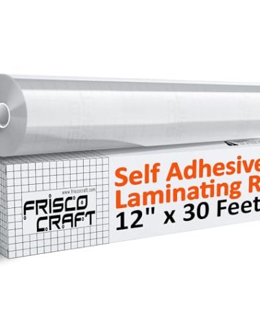 Frisco Craft Transparent Self Adhesive Laminating Roll - Self Laminating Sheets for Decals, Sticker, Photos & More - No Heat Sealing, Glossy, Clear Sheets (12" x 30 ft)