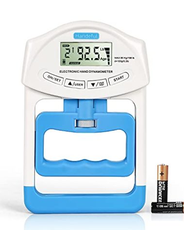 Handeful Grip Strength Tester Trainer - Dynamometer Handgrip Measurer Meter, Handheld Strengthener Exerciser for Sports, School, and Home Use (198Lbs / 90Kgs)