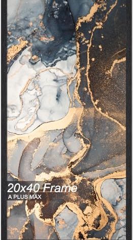 Fxojyvo Engineered Wood 20x40 Frame, Black Picture Frame for 20 x 40 Inch Poster Puzzle Photo, Light Weight 20 by 40 Poster Frame with Wood-grain for Wall - 1 Pack/Black/20 x40