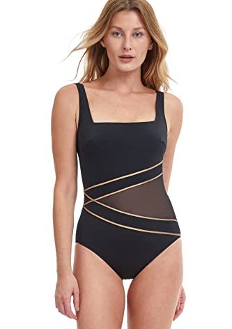 Gottex Women's Standard Onyx Square Neck One Piece, Blk/Gold, 46