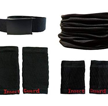 InsectGuard Permethrin Treated Tick Gaiters/Sleeves and Mosquitoes Flies Chiggers & More Insect Repellent Complete Package 2 (Black/Black)