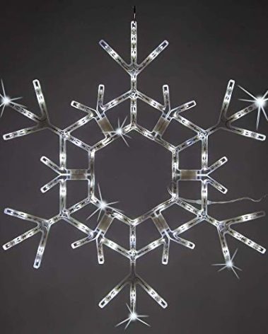 Kringle Traditions 36" Folding Cool White Twinkle Snowflake Decoration LED Lights Large Snowflake Decorations Outdoor Lights (36" Cool White Twinkle Snowflake)
