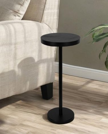 COVLON Pedestal Side Table, Small Drink Table for Small Space Living Room, Dorm, Home Office and Bedroom, Black