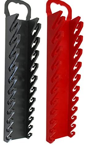 11-Tool Gripper Wrench Organizer Tool Tray Kit for Stubby or Line Wrenches (2 Piece Kit, Black & Red)