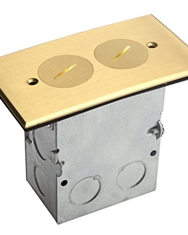 ENERLITES Screw Cap Cover Floor Box kit, 5” x 2.8” 1-Gang, 20A Tamper-Weather Resistant Duplex Receptacle Outlet, Watertight Gasket, Corrosive Resistant, UL Listed, 975506-C, Brass