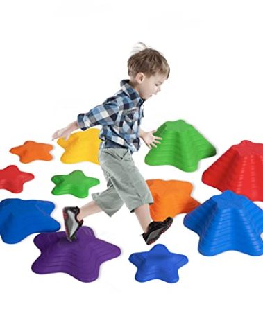 Balance Stepping Stones for Kids 11pcs Anti-skidding Stepping Stones Set Balance Blocks Indoor & Outdoor Kids Fitness Equipment Promotes Balance Coordination & Strength(Star)