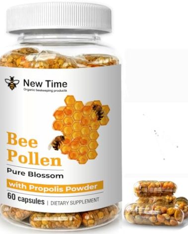 Bee Pollen Capsules with Propolis – Organic Supplement for Energy, Vitality, Wellness, Rich in Vitamins, Immune Support & Nutrient Boost for Men & Women, 100% Pure & Natural for Breast Growth