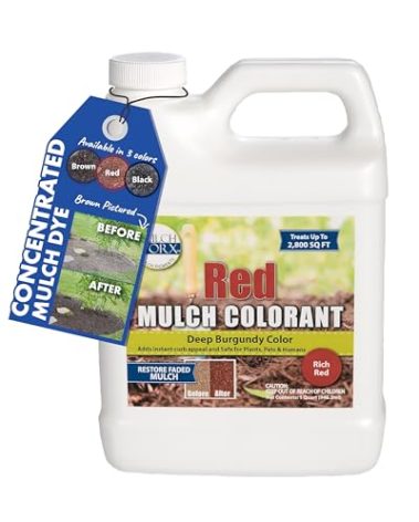 Mulch Worx Red Mulch Color Concentrate - Quart - Treats 2,800 Sq. Ft. - Deep Burgundy Red Mulch Dye Spray