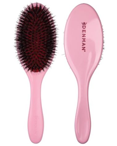 Denman Boar Bristle Hair Brush Pink Crush – Smoothing & Shine Enhancing for Slick Back Styles, Curl Defining & Detangling. D81M Hairbrush with Natural Bristles for all Hair Types for Women & Men