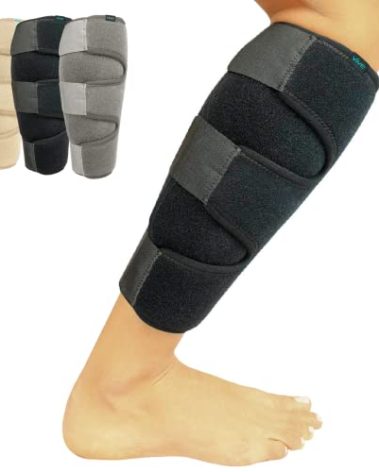 Vive Calf Brace - Adjustable Shin Splint Support - Lower Leg Compression Wrap Increases Circulation, Reduces Muscle Swelling - Calf Sleeve for Men and Women - Pain Relief (Black)