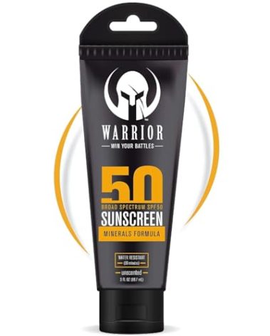 WARRIOR - WIN YOUR BATTLES- SPF 50 Sunscreen Lotion - 80 Minutes Water Resistant, Reef Safe, Unscented Lotion Non-Nao Zinc & Non-NanoTitanium Sunscreen with Mineral Formula - 3 Fl. Oz