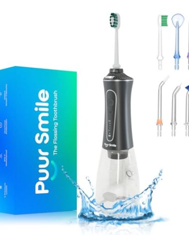 Puur Smile Professional Water Flosser - Advanced Dental Care for a Healthier Mouth, Gum, and Teeth - IPX7 Waterproof Oral Irrigator | 7 Replacement Tips, Travel-Friendly, Rechargeable - Oral Hygiene