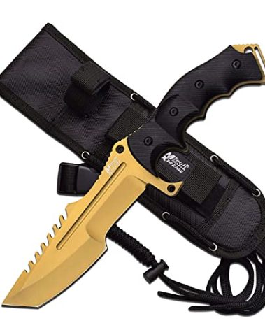 MTech USA Xtreme MX-8054GD Fixed Blade Tactical Knife, Gold Titanium Tanto Blade, Black G10 Handle, 11-Inch Overall