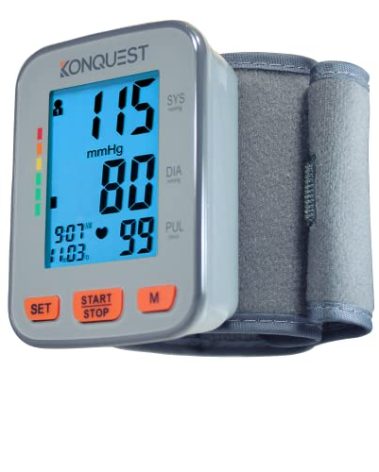 Konquest KBP-2910W Automatic Wrist Blood Pressure Monitor - Accurate - Adjustable Cuff, Large Screen Display - Portable Case - Irregular Heartbeat Detector - Tensiometro
