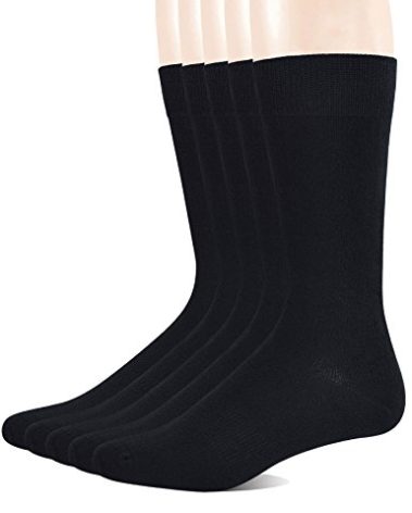 Yomandamor 5 Pairs Men's Crew Dress Socks with Arch Support and Seamless Toe