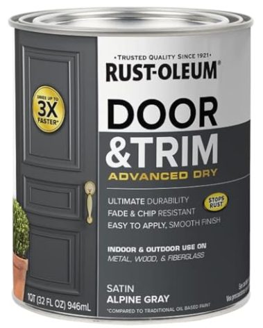 Rust-Oleum 369387 Advanced Dry Door & Trim Paint, Quart, Satin Alpine Gray