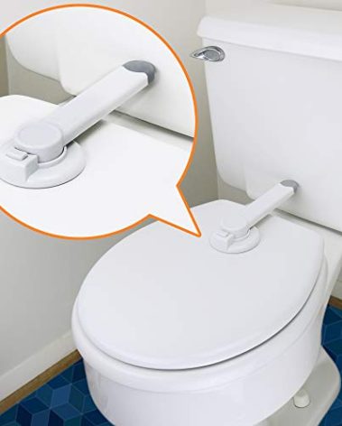 Baby Toilet Lock by Wappa Baby - 9"L x 4"W - Ideal Baby Proof Toilet Lid Lock - No Tools Needed Easy Installation with 3M Adhesive - Top Safety Toilet Seat Lock - Fits Most Toilets - White (1 Pack)