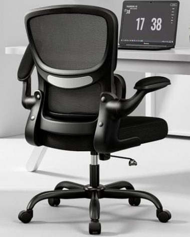 BESTFAIR Home Office Desk Chair, Ergonomic Office Chair with Lumbar Support and Adjustable Armrests, Office Chair, Breathable Mesh Mid Back Computer Chair, Modern Comfy Desk Chair
