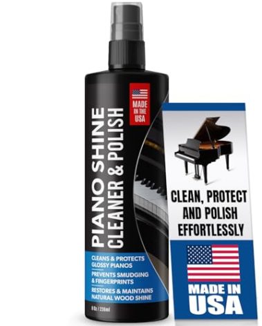 Samorillo Piano Shine Polish & Cleaner - Clean, Polish, Wax & Protect Glossy Pianos & Surfaces - Made in USA - 8 oz Cleaning Solution with Added UV Protectant & Anti-Static - Prevents Dust & Smudges