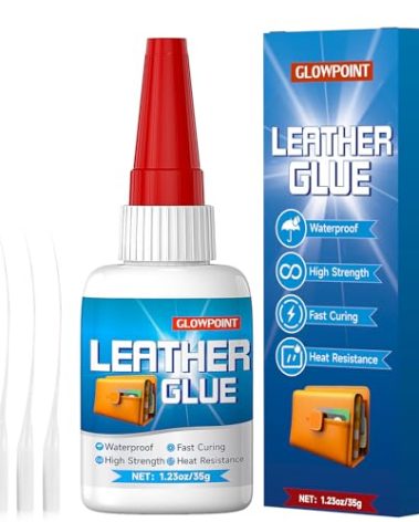GLOWPOINT Leather Glue, 35g Ultra-Strong, Waterproof Adhesive for Leather Repair, Shoes, Bags, Sofas, Car Seats, Upholstery, and DIY Crafts, Fast-Drying, Flexible Formula