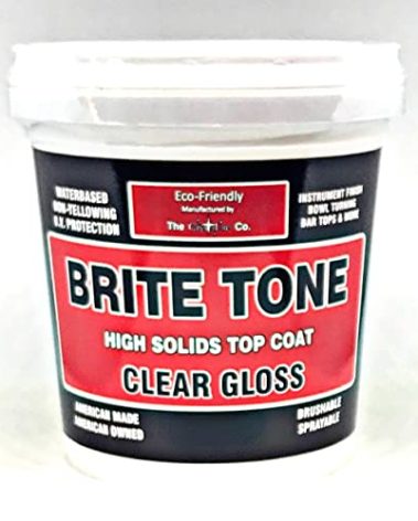 CrystaLac Brite Tone Polyurethane Instrument Finish, High Solids Non-Yellowing Super-Hard & Scratch Resistant Clear Coat for Musical Instruments, for Wood Metal Plastic & Glass, 8-Fl.Oz., Clear Gloss