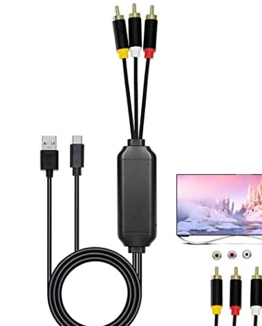 ECDREAM USB C to RCA Cable Adapter, 6Ft Type-C to RCA Cable with USB A(Charging),USB C Male to 3 RCA Male,Suitable for TV, Monitor, Speaker