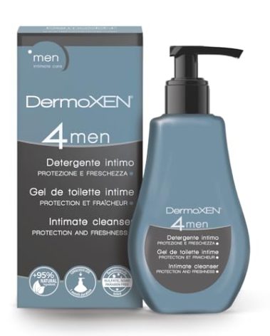 DERMOXEN Intimate Wash for Men | pH Balanced Hygiene | Antibacterial Genital Wash with Menthol | Fights Groin Odor | Men's Intimate gel for Daily Use | Male Hygiene Product | 4.23 fl oz