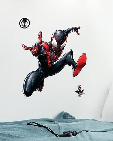 Wall Palz Marvel Miles Morales Wall Decal - Marvel Wall Stickers with 3D Augmented Reality Interaction - 21" Spider-Man Peel and Stick Bedroom Decor