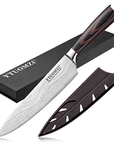 Ytuomzi 8" Chef's Knife, Professional 8-inch Chef Knife with Sheath, German High Carbon Stainless Steel Kitchen Knife for Home Cooks & Culinary Experts, Ergonomic Pakkawood Handle, Gift Box
