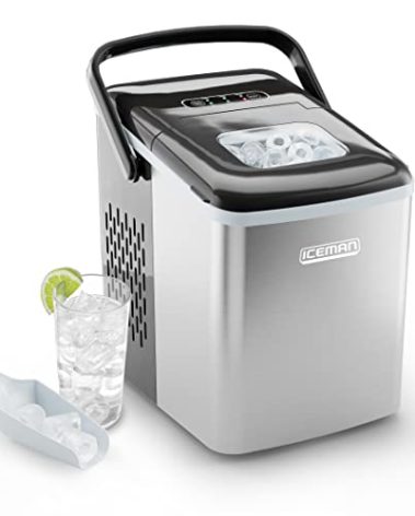 Iceman Dual-Size Countertop Ice Maker Machine, Portable, Creates 2 Cube Sizes in 6 Mins, Holds 1.3 lb. of Ice, Makes up to 26 lb in 24 Hours, Self-Cleaning Scoop Included, Stainless-Steel